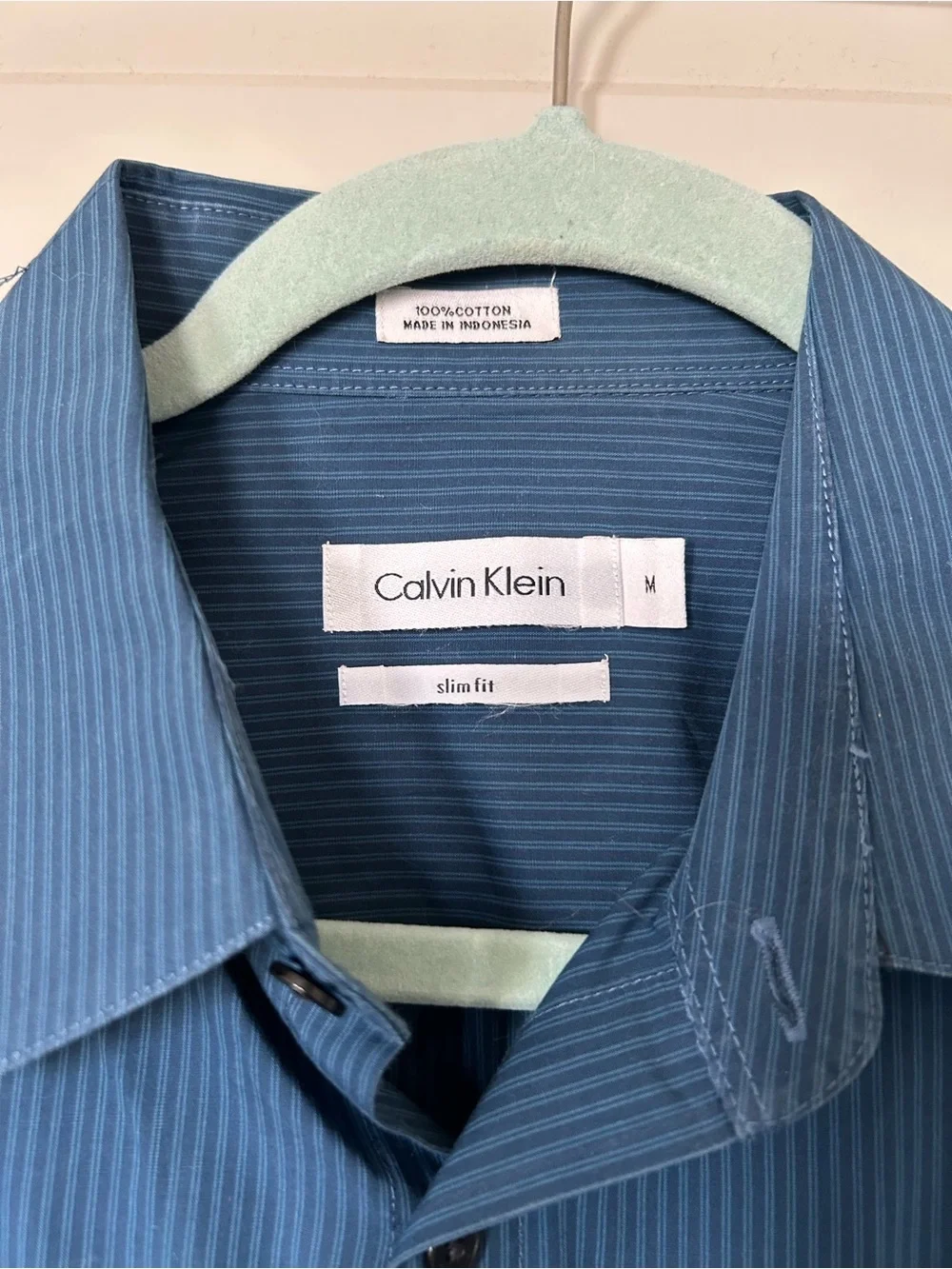 Calvin Klein Blue Pinstripe Men's Dress Shirt